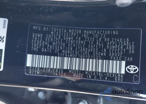 2024 Toyota Corolla Le из США, поврежденный, VIN 5YFB4MDE1RP101531